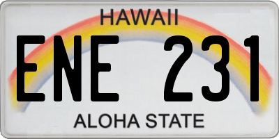 HI license plate ENE231
