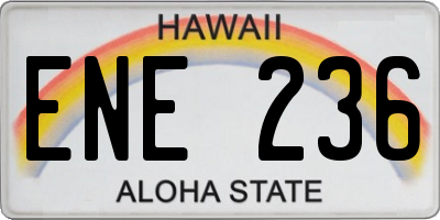 HI license plate ENE236