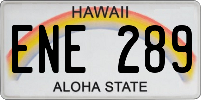 HI license plate ENE289