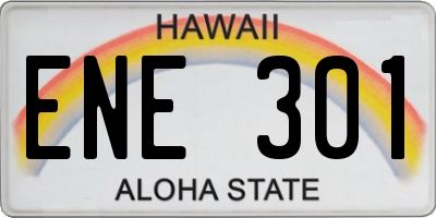 HI license plate ENE301