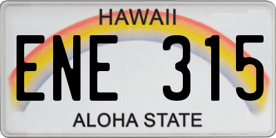 HI license plate ENE315