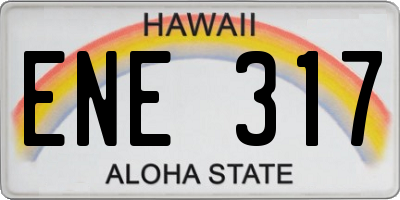 HI license plate ENE317