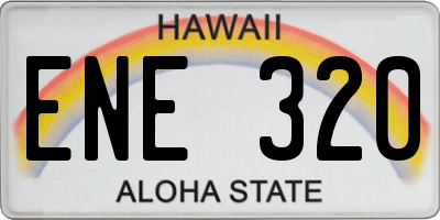 HI license plate ENE320