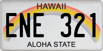 HI license plate ENE321