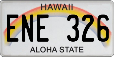 HI license plate ENE326