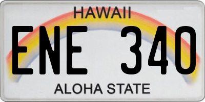 HI license plate ENE340