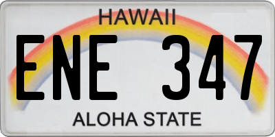 HI license plate ENE347