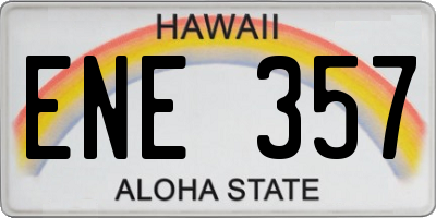 HI license plate ENE357