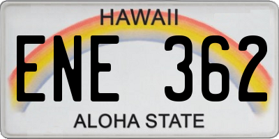 HI license plate ENE362