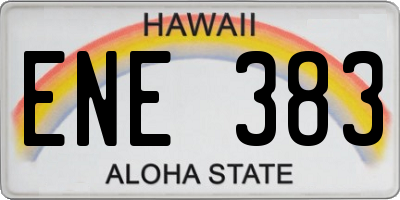 HI license plate ENE383
