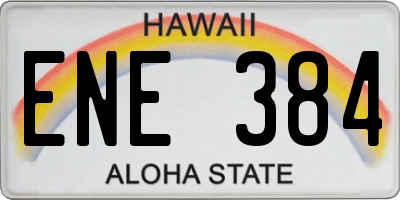 HI license plate ENE384