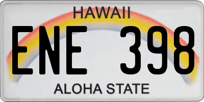 HI license plate ENE398