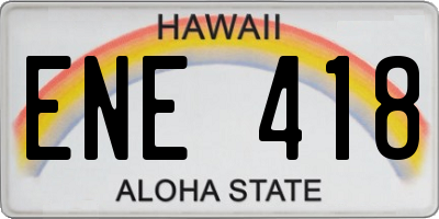 HI license plate ENE418