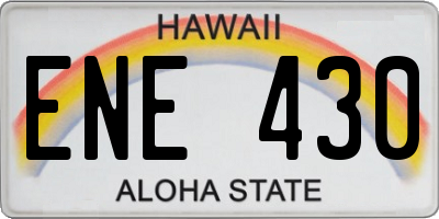 HI license plate ENE430