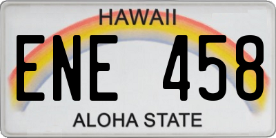 HI license plate ENE458
