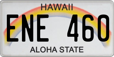 HI license plate ENE460