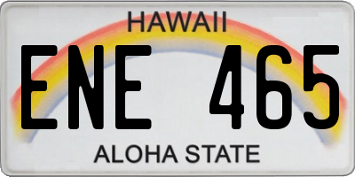 HI license plate ENE465
