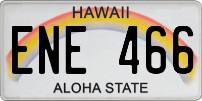 HI license plate ENE466