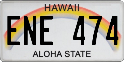 HI license plate ENE474