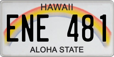 HI license plate ENE481