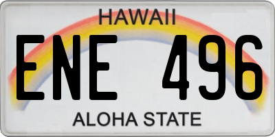 HI license plate ENE496