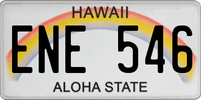 HI license plate ENE546
