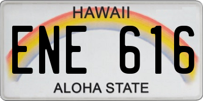 HI license plate ENE616