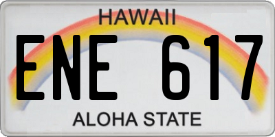 HI license plate ENE617