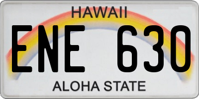 HI license plate ENE630