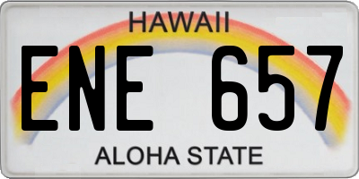 HI license plate ENE657