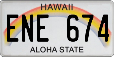 HI license plate ENE674