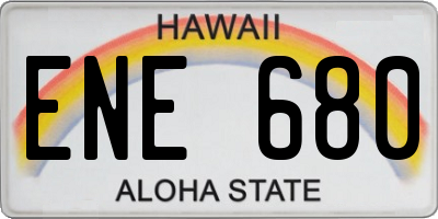 HI license plate ENE680