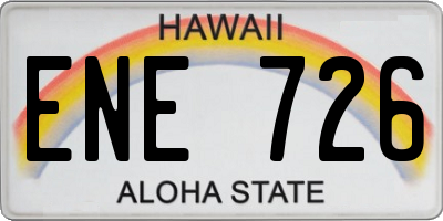 HI license plate ENE726