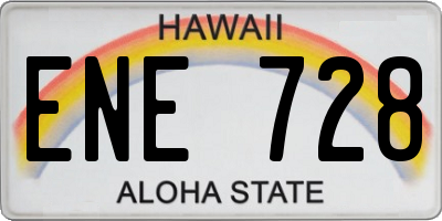 HI license plate ENE728
