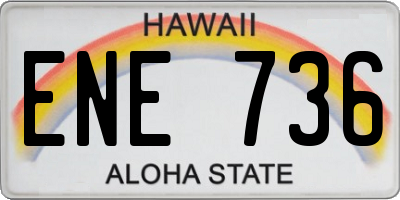 HI license plate ENE736