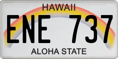 HI license plate ENE737