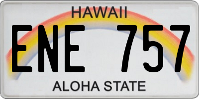 HI license plate ENE757
