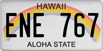 HI license plate ENE767