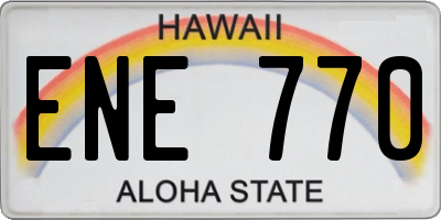 HI license plate ENE770
