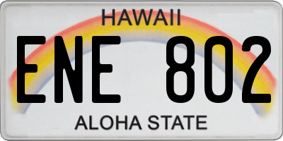 HI license plate ENE802