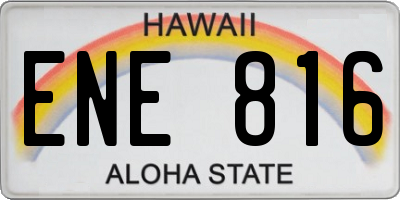 HI license plate ENE816