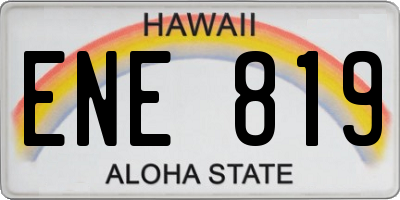 HI license plate ENE819