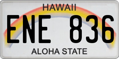 HI license plate ENE836