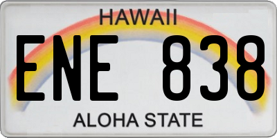 HI license plate ENE838