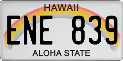 HI license plate ENE839