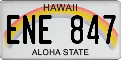 HI license plate ENE847