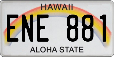 HI license plate ENE881