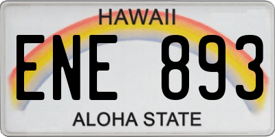 HI license plate ENE893