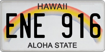 HI license plate ENE916