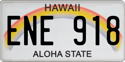 HI license plate ENE918